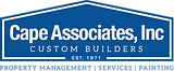 Logo for Cape Associates, Inc., custom builders established in 1971 on Cape Cod, with text noting property management, services, and painting—perfect for those seeking quality during an Arts Festival or local Jazz Festival season.