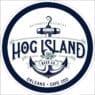 Circular logo for Hog Island Beer Co. featuring an anchor, a whale tail, and the text "Outermost Brewery on Cape Cod" and "Orleans • Cape Cod," perfect for celebrating Fireworks during the Annual Event.
