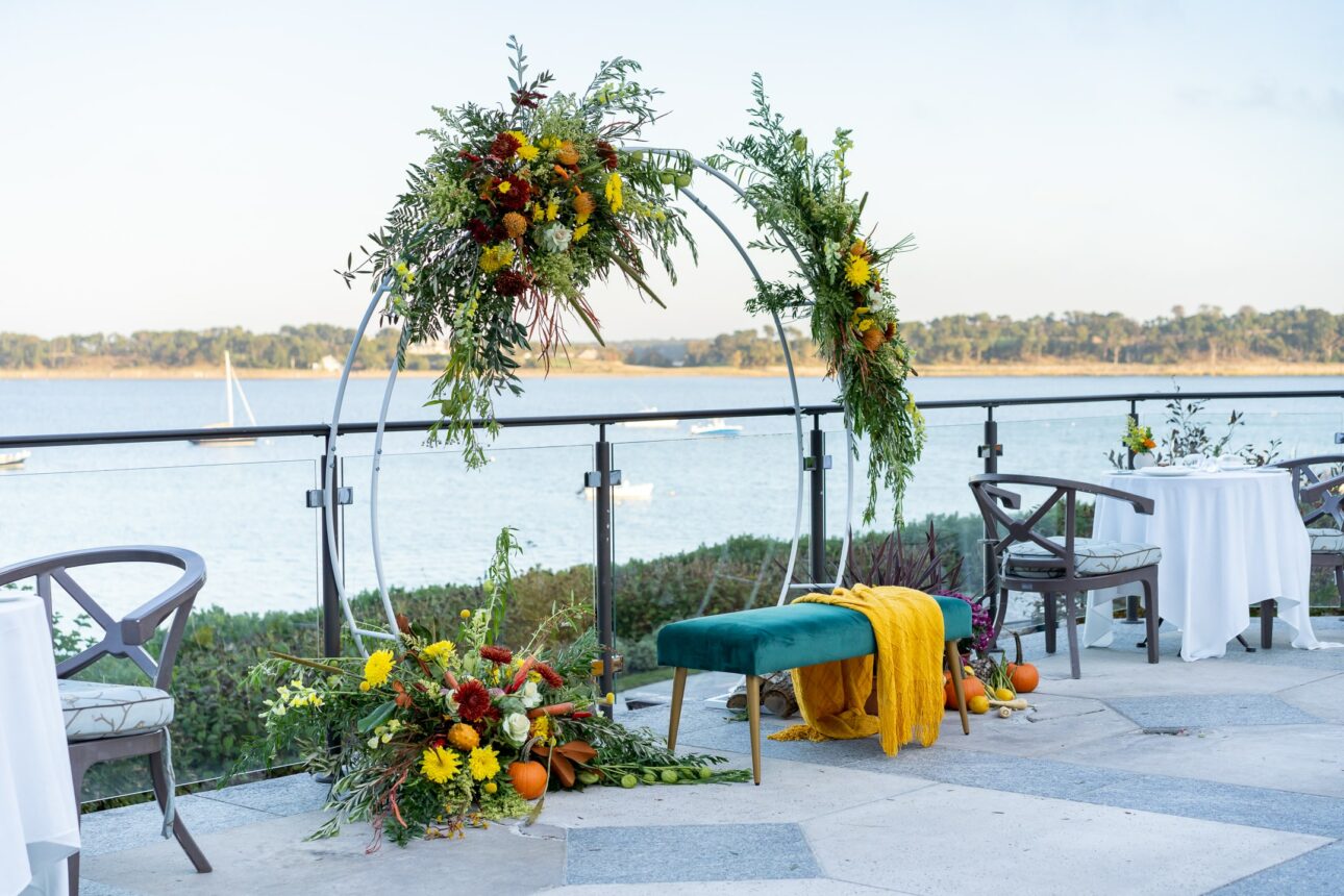 terrace with ocean view.