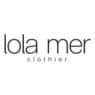 The image shows the logo for "lola mer clothier" with the text in a minimalist, black sans-serif font on a white background, designed especially for the Merry Market event.