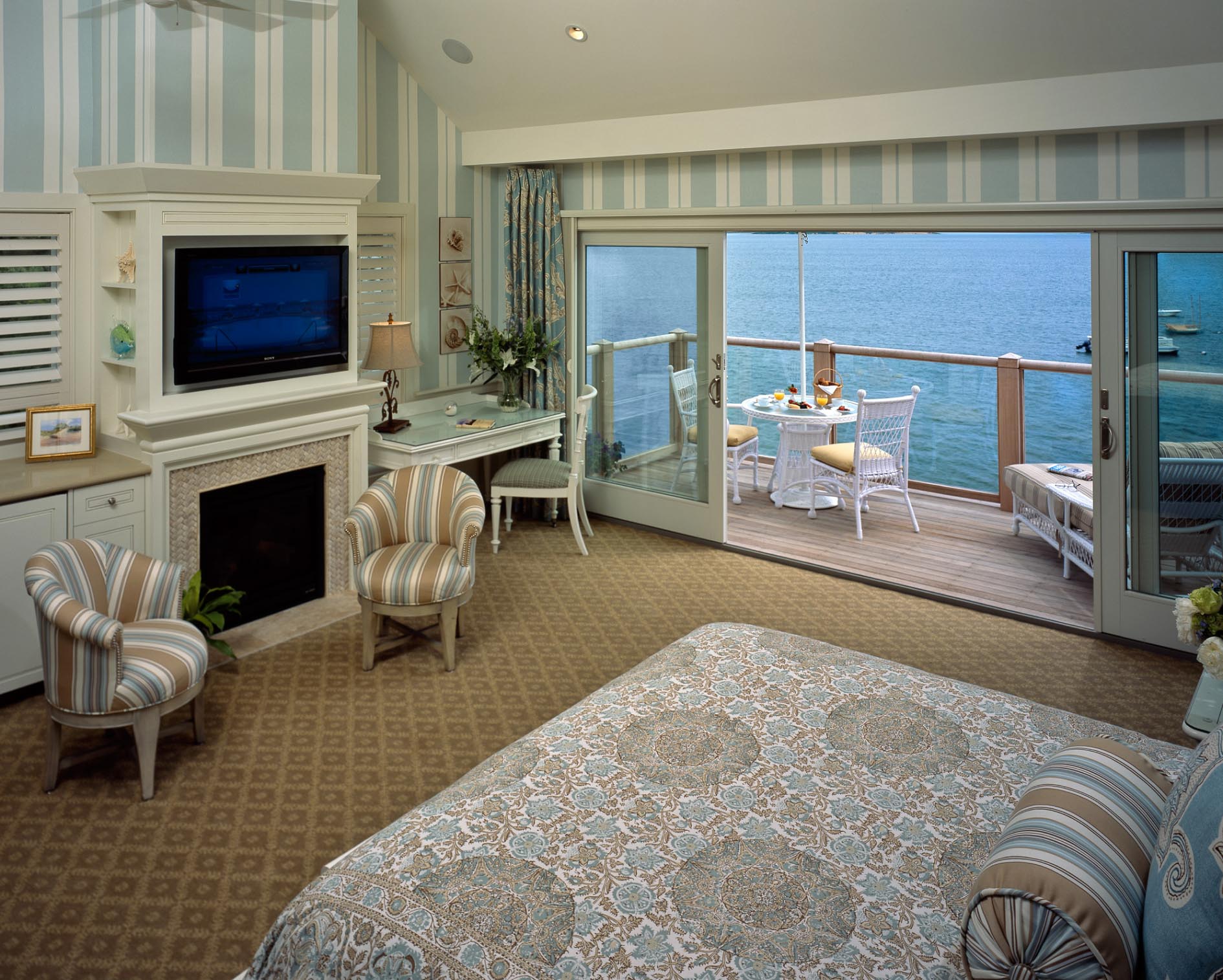 Hotel room on Cape Cod with an ocean view.
