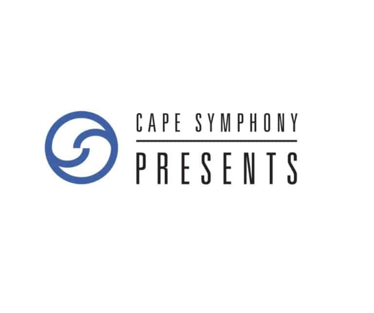 Cape Symphony Presents logo features a blue circular design on the left and the text "Cape Symphony Presents" in black on a white background, representing Cape Symphony's signature style.
