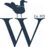 A dark blue seagull stands atop a large letter "W" with the text "Est. 1925" to the right, celebrating the Annual Event on a light background.