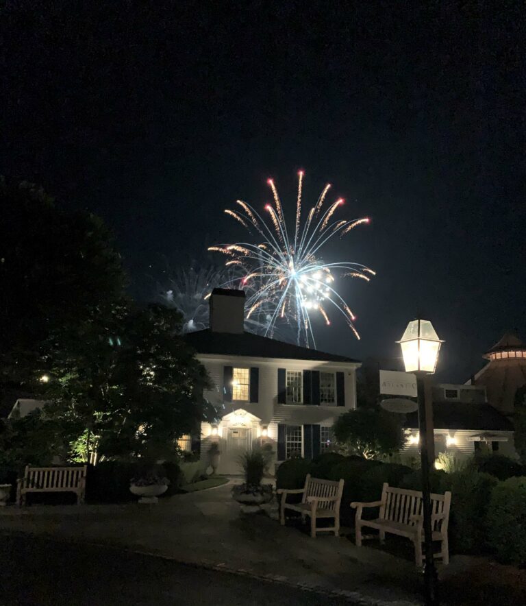 Main house with fireworks.