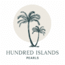 Logo with two illustrated palm trees in front of a beige circle, with "Hundred Islands Pearls" below—perfect for an Annual Event or Merry Market celebration.