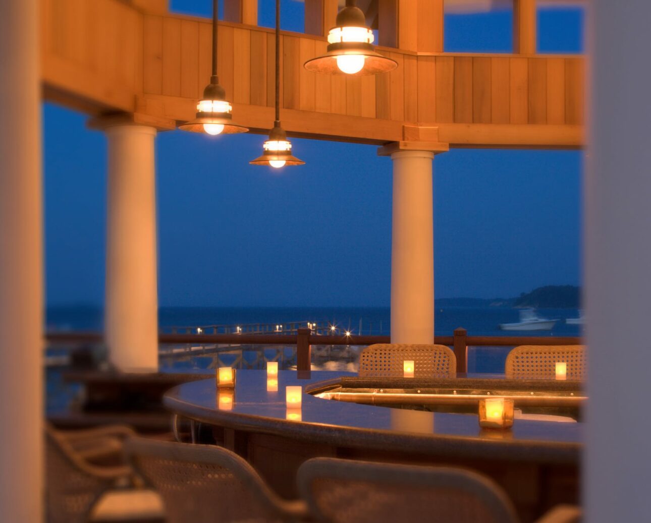 Outside bar at night.