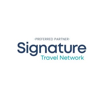 Logo with the words "Preferred Partner Signature Travel Network" in dark blue and teal text on a white background, ideal for a country club Cape Cod or Cape Cod resort seeking premium branding.