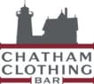 Logo with a grey silhouette of a lighthouse and house above the text “Chatham Clothing Bar” in bold letters, framed by red horizontal lines—perfect for celebrating the Annual Event or shopping at the Merry Market.