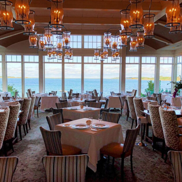 Fine dining room overlooking the Cape Cod water.